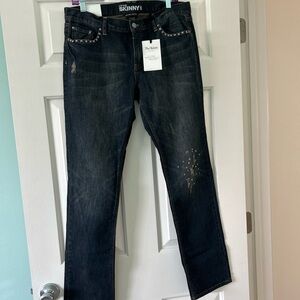 Never worn New York & Company dark denim  Skinny Jeans with Stud Accents